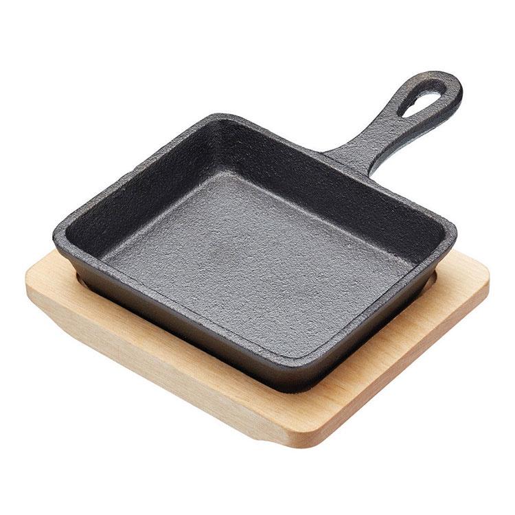 《Artesa》木盤+迷你單柄鑄鐵煎烤盤(長12.5cm) | 平底鑄鐵烤盤 煎盤-細節圖2