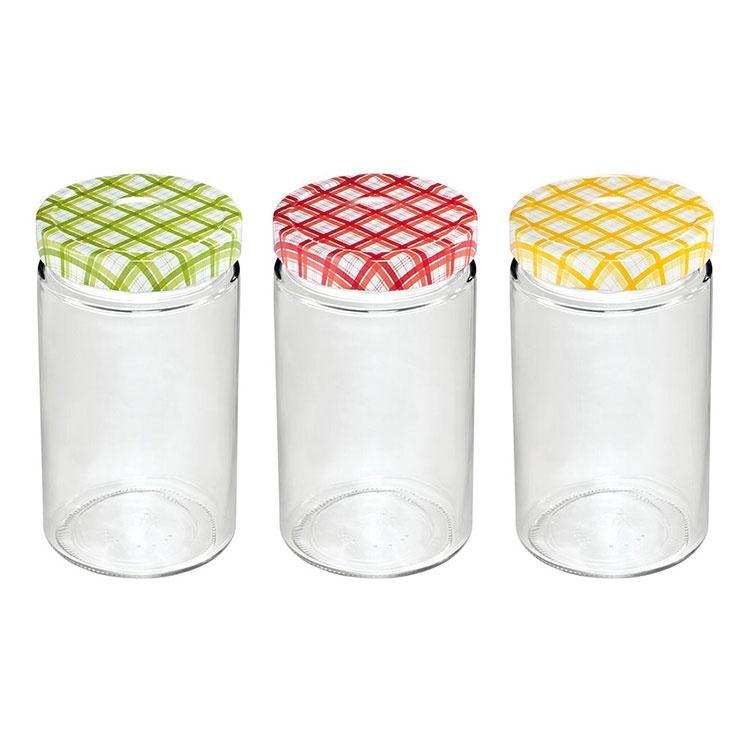 《tescoma》格紋玻璃密封罐3入(700ml) | 保鮮罐 咖啡罐 收納罐 零食罐 儲物罐-細節圖2