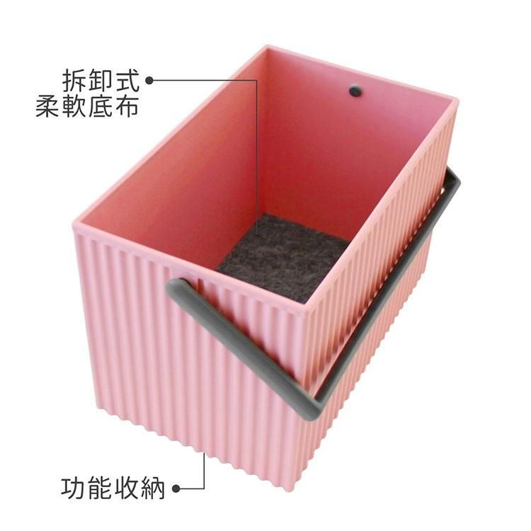 《八幡化成》波紋收納提籃(玫瑰粉M) | 整理籃 置物籃 儲物箱-細節圖3