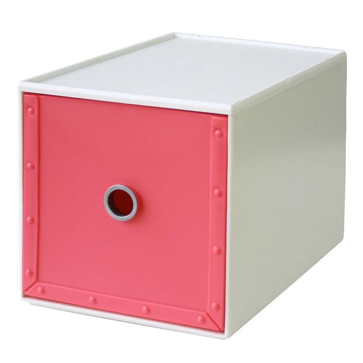 《八幡化成》抽屜整理收納箱(胭紅16.5cm) | 整理籃 置物籃 儲物箱-細節圖2