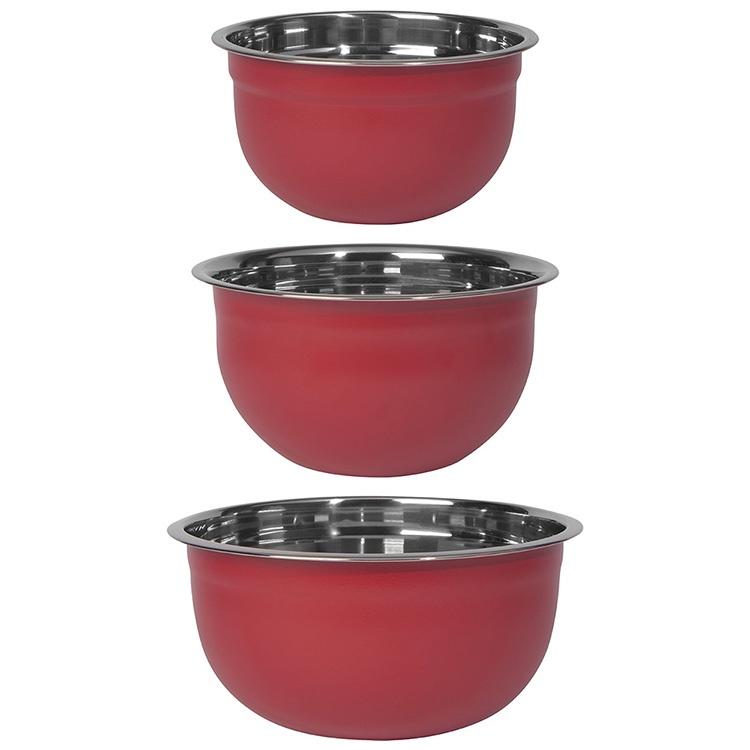 《NOW》深型打蛋盆3件(胭脂紅) | 不鏽鋼攪拌盆 料理盆 洗滌盆 備料盆-細節圖2
