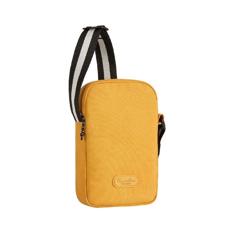《TRAVELON》Coastal帆布斜背小包(芥末黃) | 側背包 背帶包 肩背包 RFID防盜 防盜包 旅行小包-細節圖2