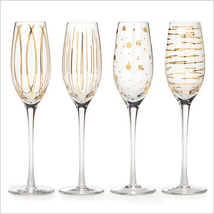 《Mikasa》紋飾香檳杯4入(金黃207ml) | 調酒杯 雞尾酒杯-細節圖2