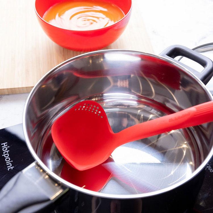 《Colourworks》2in1矽膠湯杓(紅28cm) | 料理匙 攪拌杓 攪拌勺 湯匙-細節圖5