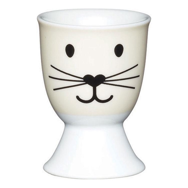 《KitchenCraft》瓷製蛋杯(小貓臉) | 雞蛋杯 蛋托 早午餐 餐具-細節圖2