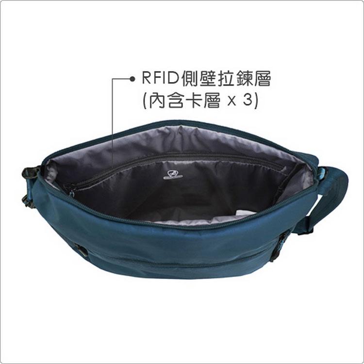 《TRAVELON》Active三層防盜斜背包(藍) | 側背包 斜背包 背帶包 防割防搶-細節圖6