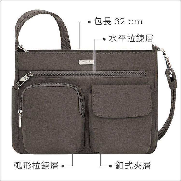 《TRAVELON》四層防盜斜背包(灰) | 側背包 斜背包 背帶包 防割防搶-細節圖3