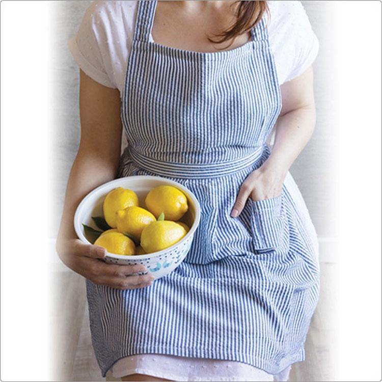 《NOW》經典雙袋圍裙(條紋藍) | 廚房圍裙 料理圍裙 烘焙圍裙-細節圖3