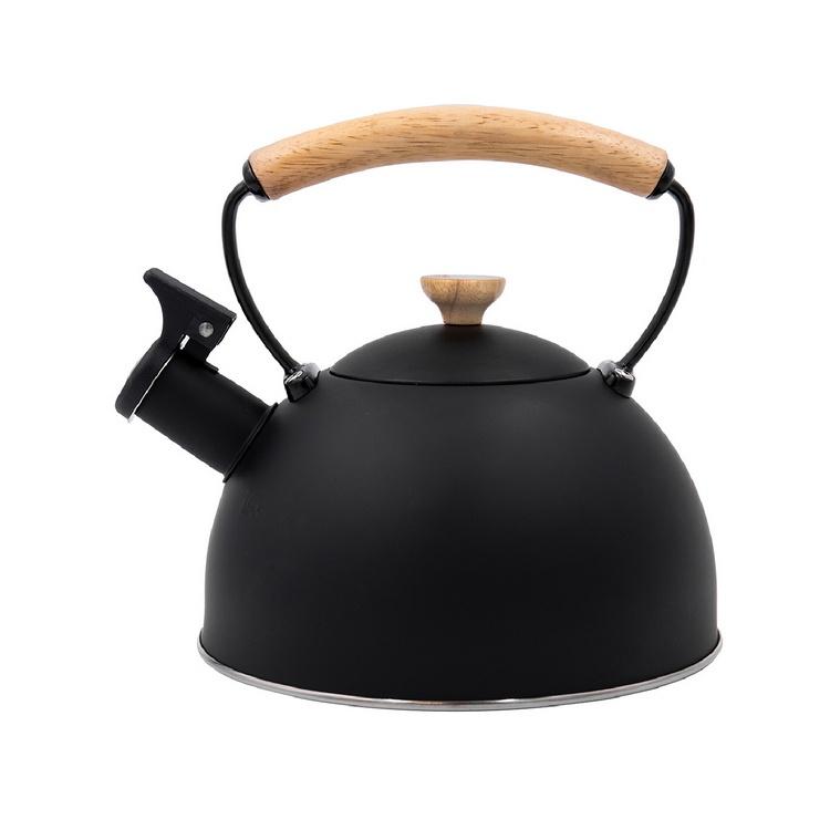 《La Cafetiere》木柄不鏽鋼笛音壺(墨黑1.6L) | 煮水壺 燒水壺-細節圖2