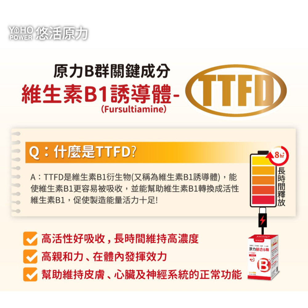 【悠活原力】緩釋長效 綜合維生素B群 緩釋膜衣錠 (60粒/瓶) TTFD 合利他命 B12 原力B群 吳淡如推薦-細節圖6