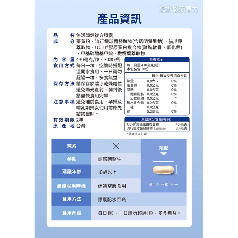 【悠活原力】悠活關健複方膠囊UC-ll+玻尿酸（30粒）-細節圖11