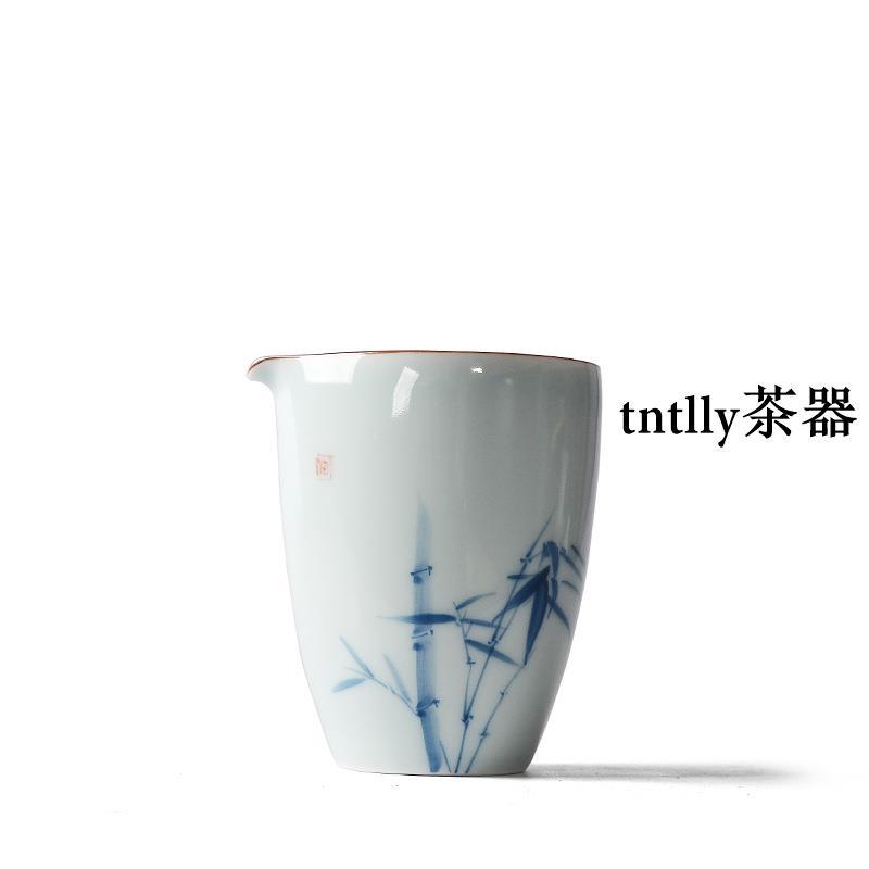 【現貨免運】手繪影青瓷公道杯 陶瓷公茶器勻杯 德化茶具-細節圖5