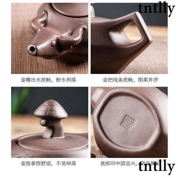 ☕茶壺 宜興紫砂壺大號泡茶壺朱泥手工大容量牛氣沖天壺功夫茶具茶杯套裝-細節圖4