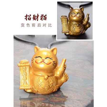 ☕茶寵 茶寵物迷你招財貓茶桌上的擺件沖水變色可養招財茶具創意茶玩擺設-細節圖6