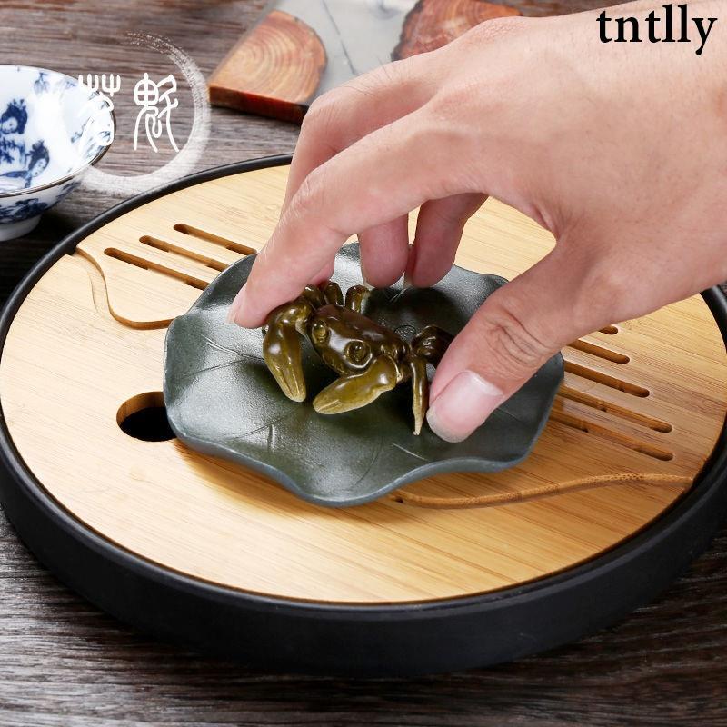 ☕茶具 禮盒裝紫砂變色荷葉螃蟹茶寵可養茶桌茶盤擺件茶藝茶玩茶道配件-細節圖5