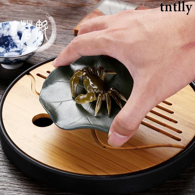 ☕茶具 禮盒裝紫砂變色荷葉螃蟹茶寵可養茶桌茶盤擺件茶藝茶玩茶道配件-細節圖7