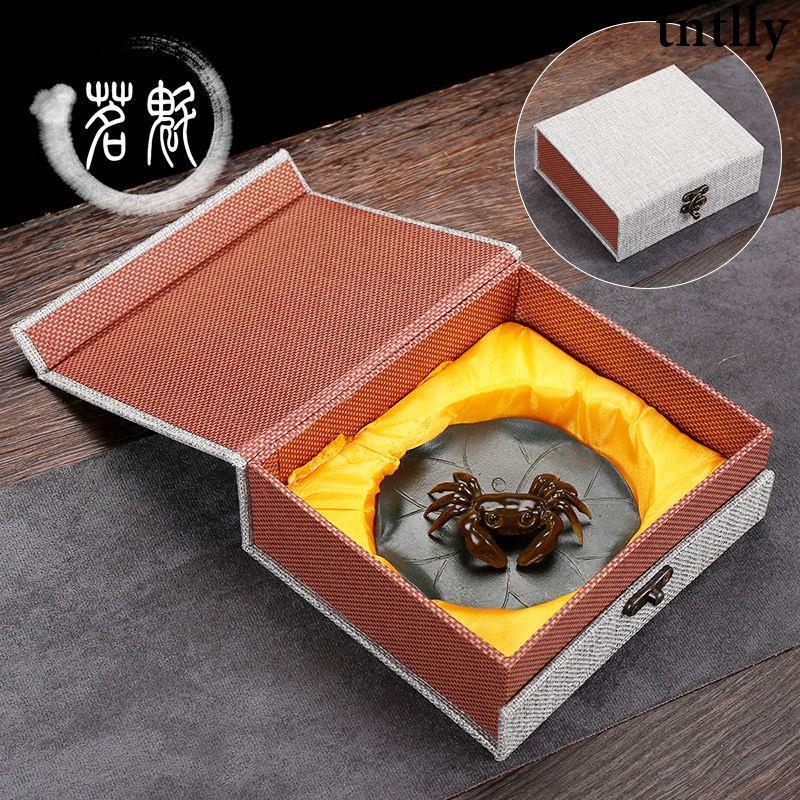 ☕茶具 禮盒裝紫砂變色荷葉螃蟹茶寵可養茶桌茶盤擺件茶藝茶玩茶道配件-細節圖8