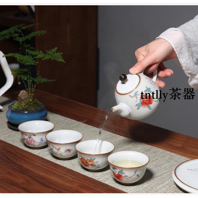 【現貨免運】復古汝窯開片家用陶瓷品茗杯功夫茶具茶杯禮盒裝品茗杯 德化茶具-細節圖9