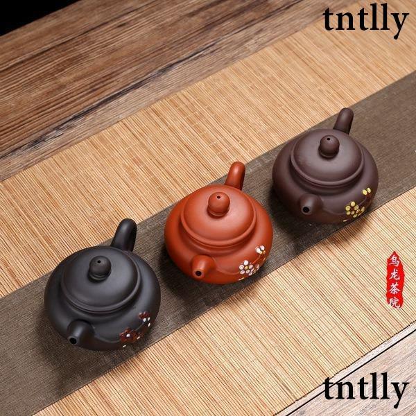 ☕茶壺 紫砂壺茶壺宜興朱泥紫砂壺彩繪梅梅花壺過濾壺仿古西施石瓢報春壺-細節圖6