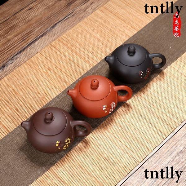 ☕茶壺 紫砂壺茶壺宜興朱泥紫砂壺彩繪梅梅花壺過濾壺仿古西施石瓢報春壺-細節圖7
