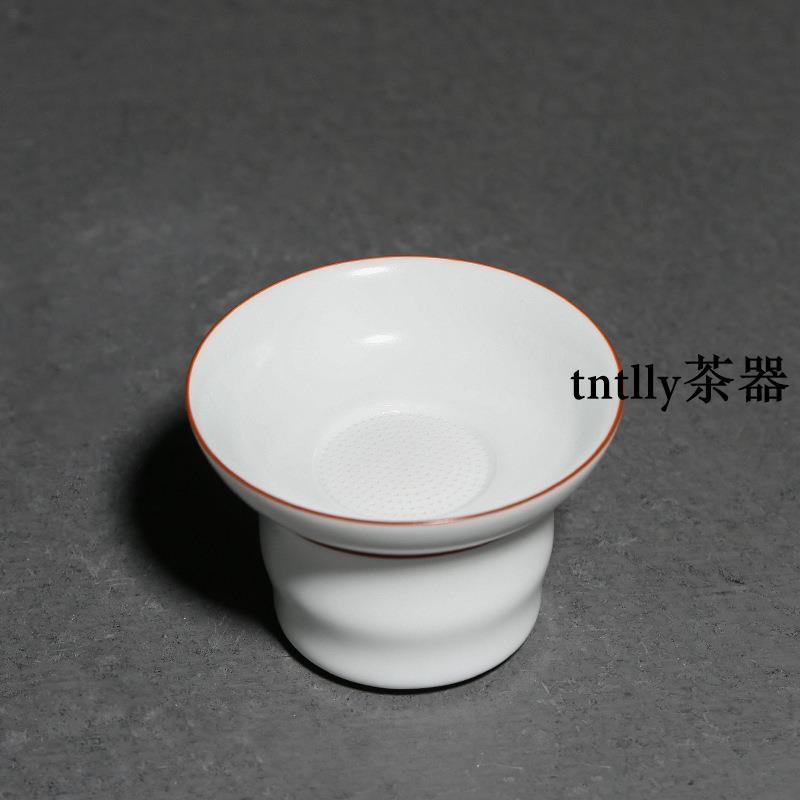 【現貨免運】脂白陶瓷茶漏 定窯過濾器 濾網 德化茶具-細節圖6