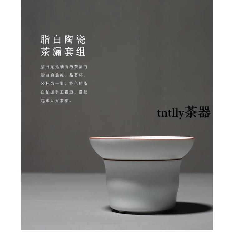 【現貨免運】脂白陶瓷茶漏 定窯過濾器 濾網 德化茶具-細節圖8