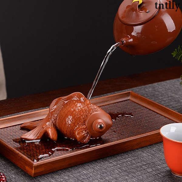 ☕茶寵茶寵擺件紫砂可養遇水變色招財魚創意個性可愛茶玩茶道茶具盤配件