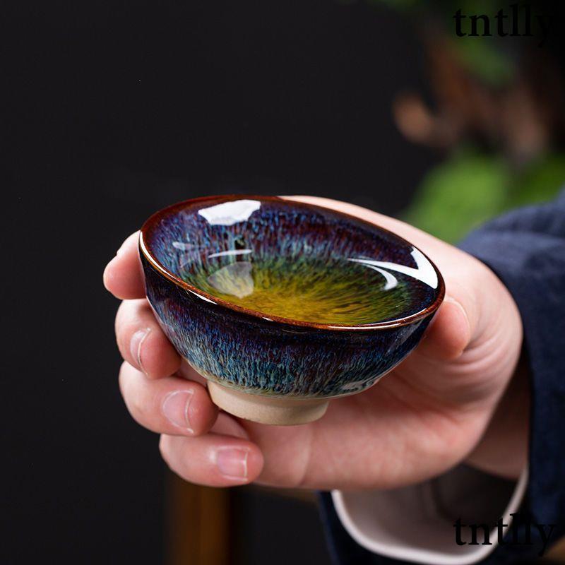 ☕茶具 窯變主人杯陶瓷茶杯中式家用功夫茶杯個人單杯曜變茶盞茶碗禮盒裝-細節圖7
