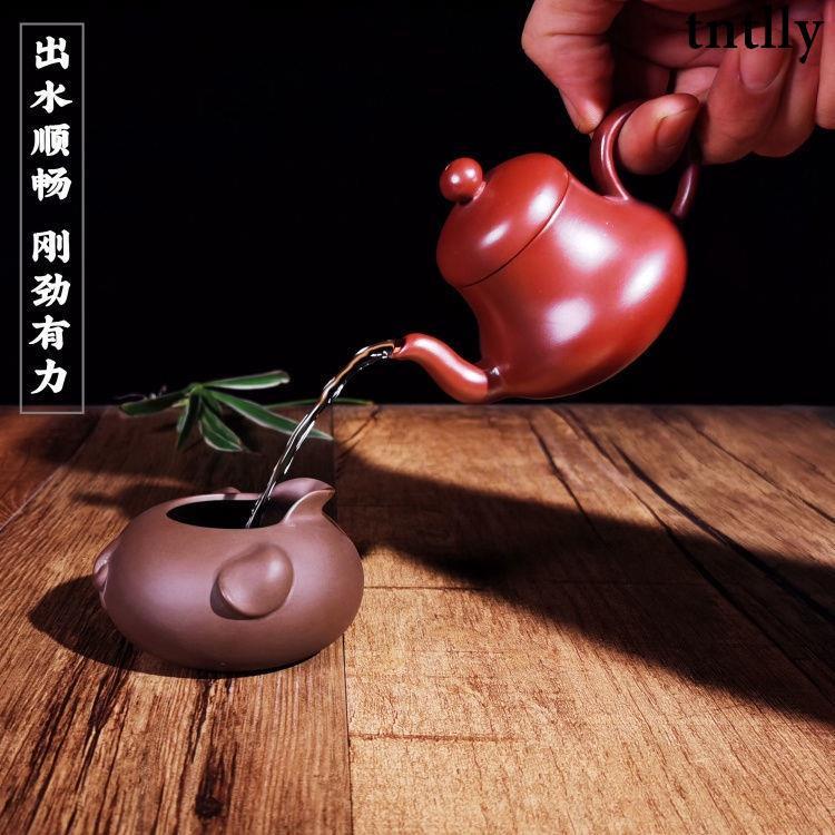 ☕茶具 潮州手拉壺入門級小容量手工壺功夫茶具朱泥斷水思亭壺水準仿古壺-細節圖7