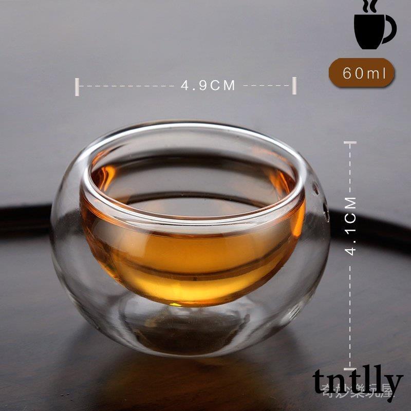 ☕茶具 雙層透明玻璃小茶杯 加厚耐熱防燙六隻裝小茶杯茶道茗品茶具套裝-細節圖6