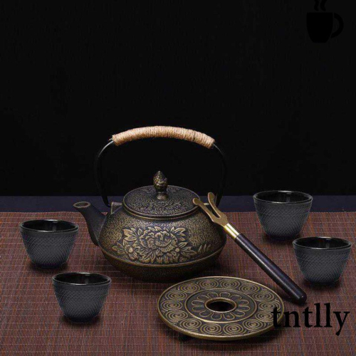 ☕茶具 牡丹鑄鐵壺 無塗層燒水壺 煮茶器手工生鐵茶壺老鐵壺日本南部鐵瓶