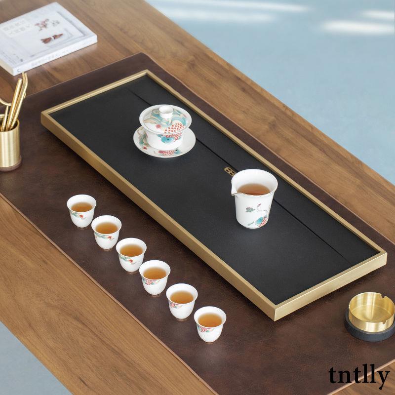 ☕皮革茶席 茶旗 防水高端茶具 桌旗 茶盤墊席 禪意新中式長條桌布茶道干泡墊-細節圖4