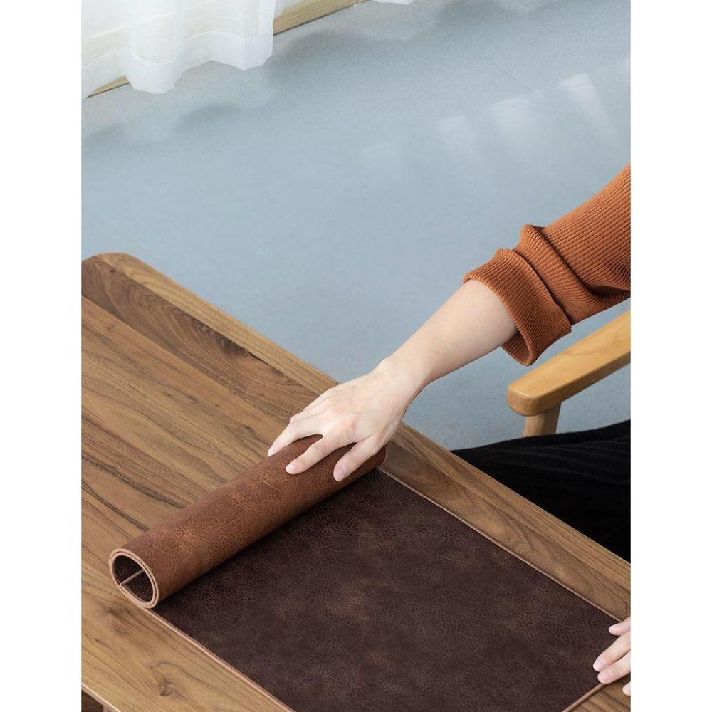 ☕皮革茶席 茶旗 防水高端茶具 桌旗 茶盤墊席 禪意新中式長條桌布茶道干泡墊-細節圖8