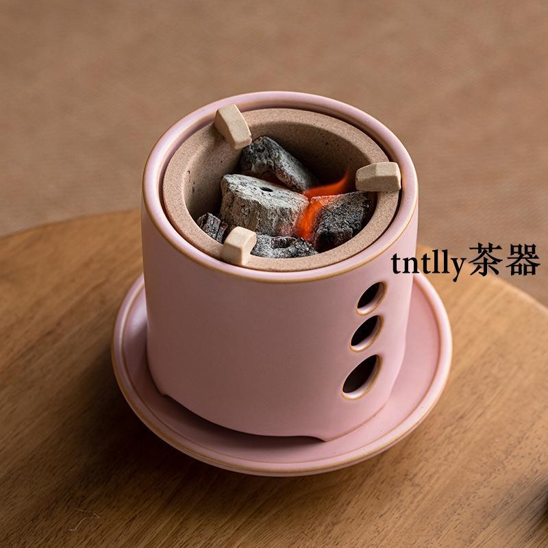 【現貨免運】圍爐煮茶烤火爐子茶爐煮茶炭爐陶罐煮茶罐粉色少女小清新家用碳爐 德化茶具-細節圖2