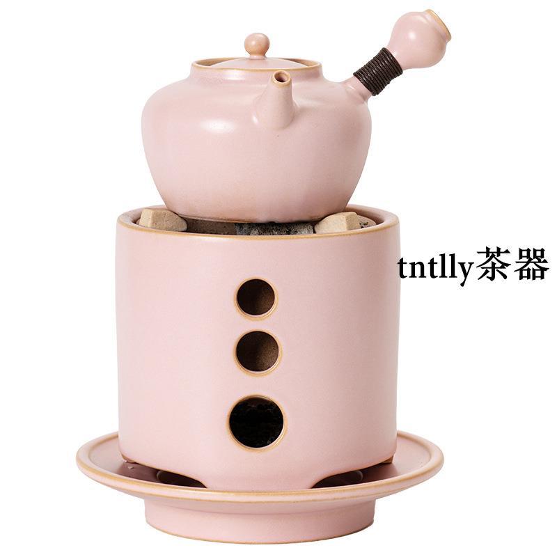【現貨免運】圍爐煮茶烤火爐子茶爐煮茶炭爐陶罐煮茶罐粉色少女小清新家用碳爐 德化茶具-細節圖5