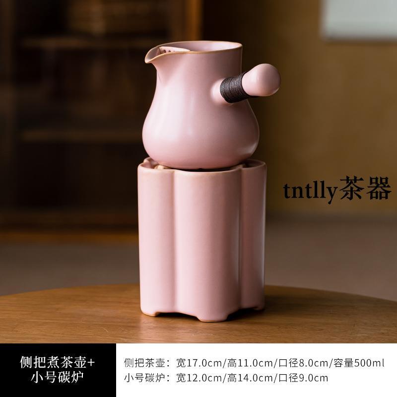 【現貨免運】圍爐煮茶烤火爐子茶爐煮茶炭爐陶罐煮茶罐粉色少女小清新家用碳爐 德化茶具-細節圖6