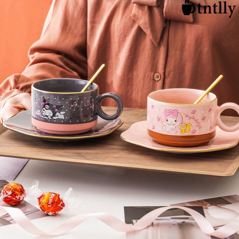 ☕咖啡杯 茶杯 Hello Kitty陶瓷咖啡杯碟套裝下午茶杯馬克杯高檔精緻女生杯情人節禮物水杯系列-細節圖3