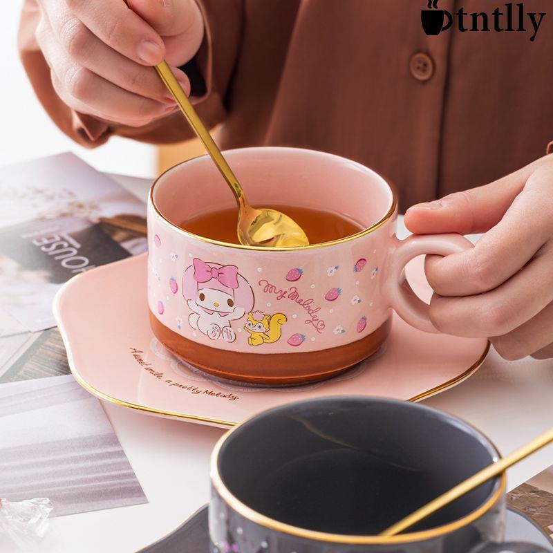 ☕咖啡杯 茶杯 Hello Kitty陶瓷咖啡杯碟套裝下午茶杯馬克杯高檔精緻女生杯情人節禮物水杯系列-細節圖5