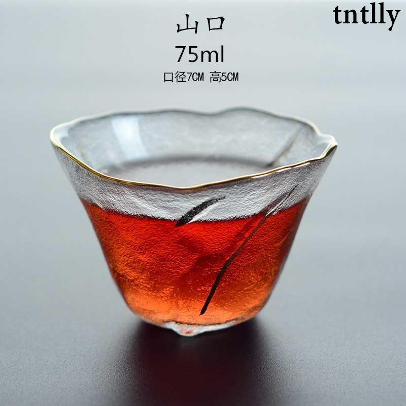 ☕茶具 透明玻璃茶杯 主人杯 品茗杯 花茶杯 创意描金玻璃茶杯 功夫小茶杯 高档日式简约锤纹-細節圖4
