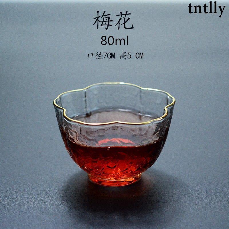 ☕茶具 透明玻璃茶杯 主人杯 品茗杯 花茶杯 创意描金玻璃茶杯 功夫小茶杯 高档日式简约锤纹-細節圖5