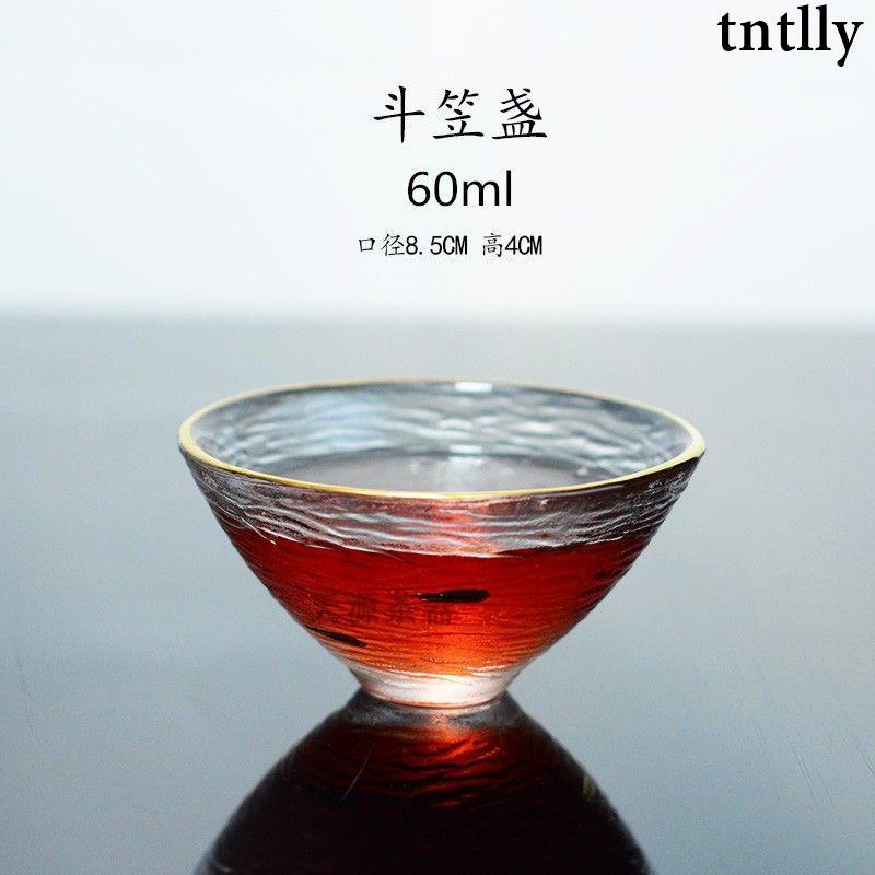 ☕茶具 透明玻璃茶杯 主人杯 品茗杯 花茶杯 创意描金玻璃茶杯 功夫小茶杯 高档日式简约锤纹-細節圖9