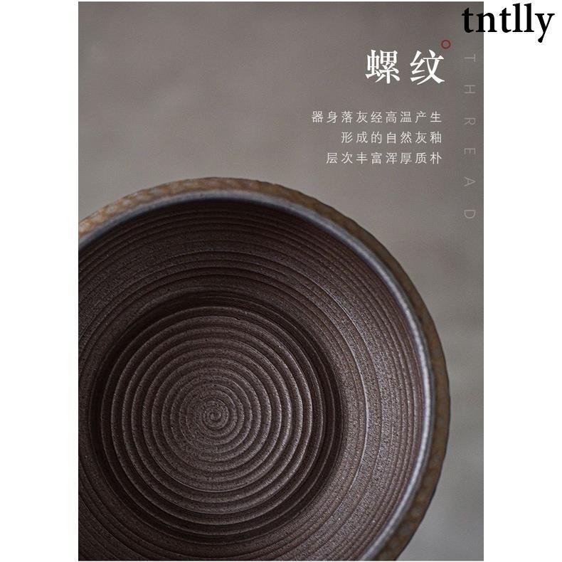 ☕茶具 鎏金粗陶茶洗水培大號筆洗陶瓷水盂茶碗茶渣桶禪意日式茶道配件-細節圖6