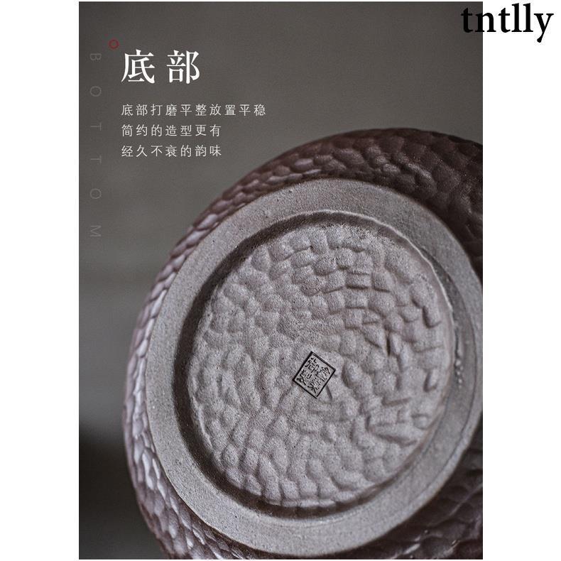 ☕茶具 鎏金粗陶茶洗水培大號筆洗陶瓷水盂茶碗茶渣桶禪意日式茶道配件-細節圖7