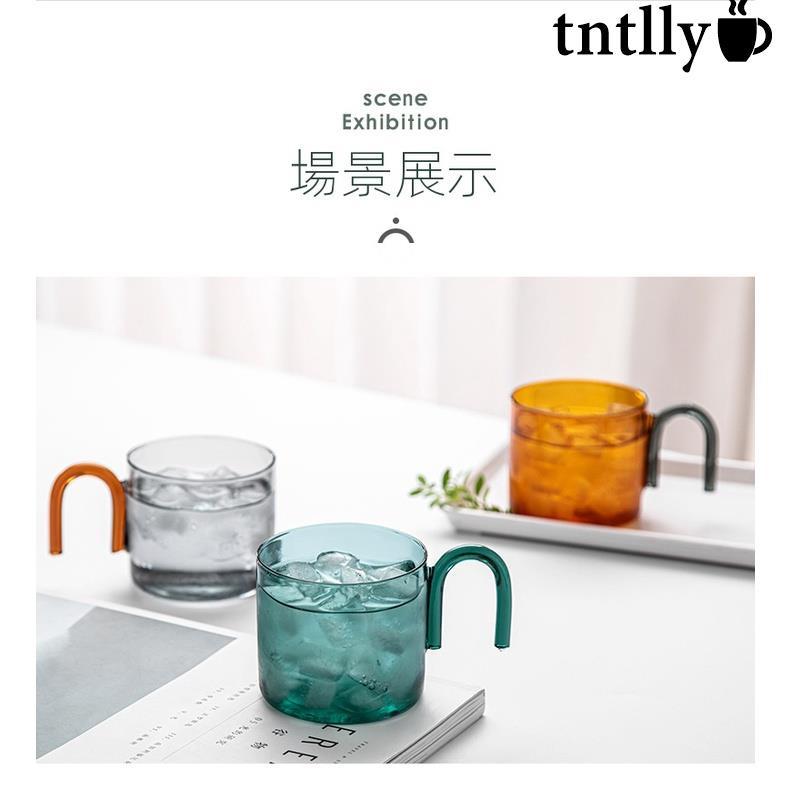☕ins創意 倒把耐熱彩色玻璃杯 咖啡杯 炫彩早餐杯 現代馬克杯 拱門水杯子-細節圖2