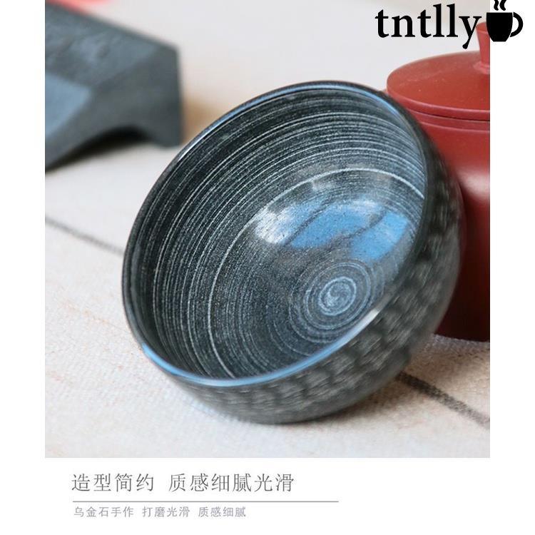 ☕天然烏金石斗笠杯 石頭茶杯 主人杯 家用功夫茶具 石杯子品茗杯 禪定杯 杯 泡茶杯 汝窯茶杯-細節圖6