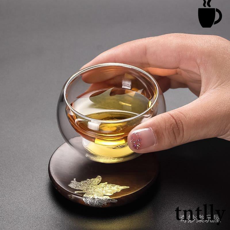 ☕茶具 透明玻璃杯隔熱雙層小茶杯6只裝防燙小杯子迷你50ML功夫茶具套裝-細節圖3