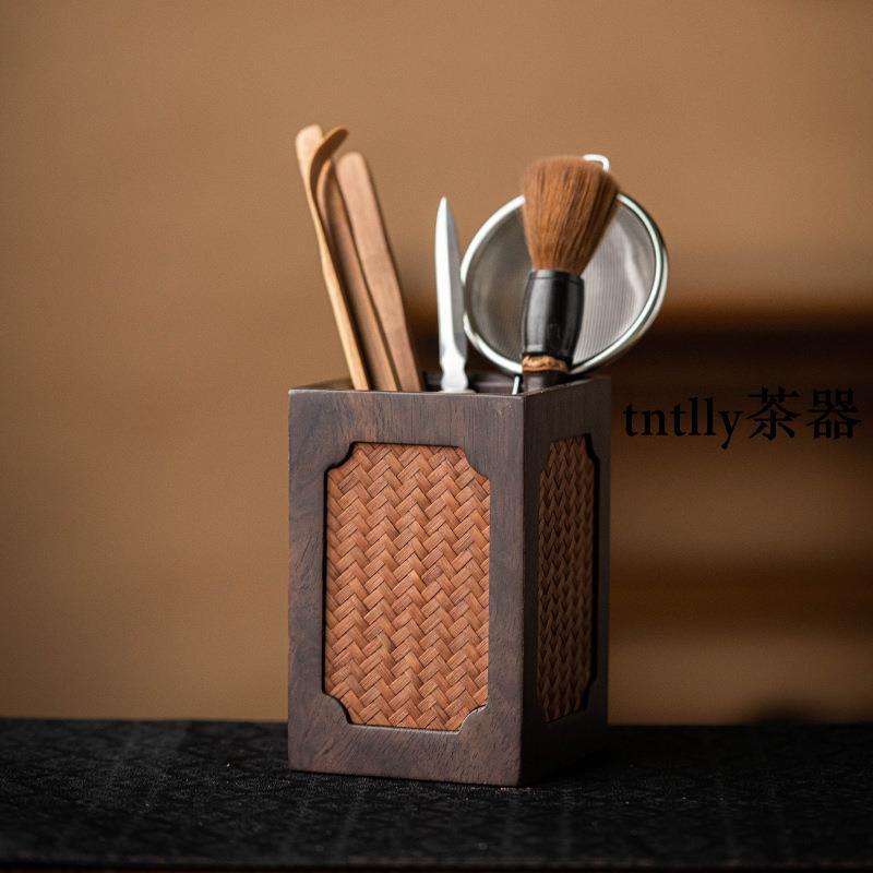 【現貨免運】茶道六君子湘妃竹茶具配件茶勺茶夾 中式茶道筒收納 配件套裝 德化茶具-細節圖6