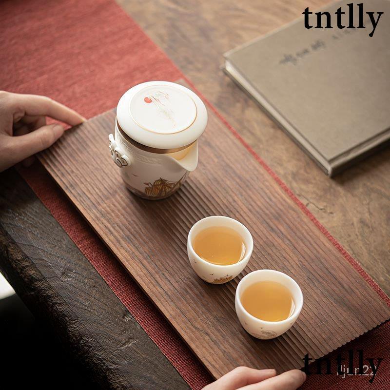 ☕茶壺 中式羊脂瓷白旅行茶具套裝 快客杯陶瓷便攜包高檔戶外家用 泡茶組 旅行茶杯組 小泡茶組 陶瓷 旅行 杯-細節圖3