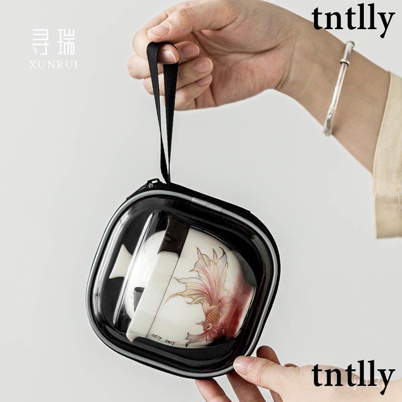 ☕茶壺 旅行茶具套裝快客杯一壺三杯收納包隨身便捷式戶外單人陶瓷泡茶杯-細節圖5