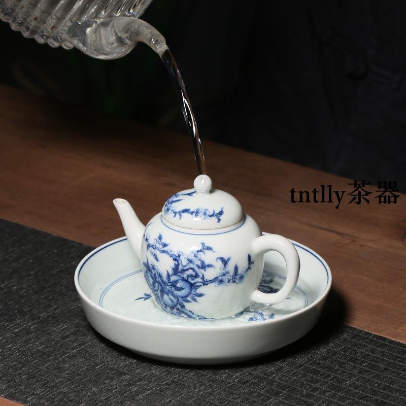 【現貨免運】仿古青花壺承陶瓷干泡茶臺 中式托盤養壺墊子家用茶具零配件 德化茶具-細節圖3